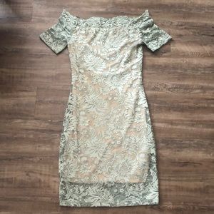 Charlotte Russe Green Lace Off Shoulder Dress